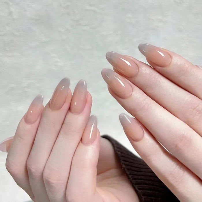 Sheer Nude to Soft Grey Ombre Press On Nails