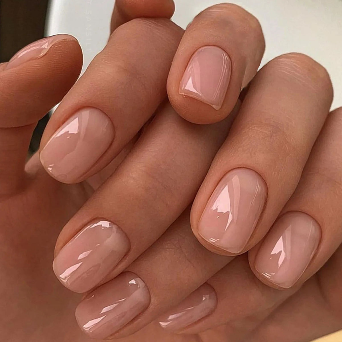 Sheer Peach Nude Glossy Press On Nails