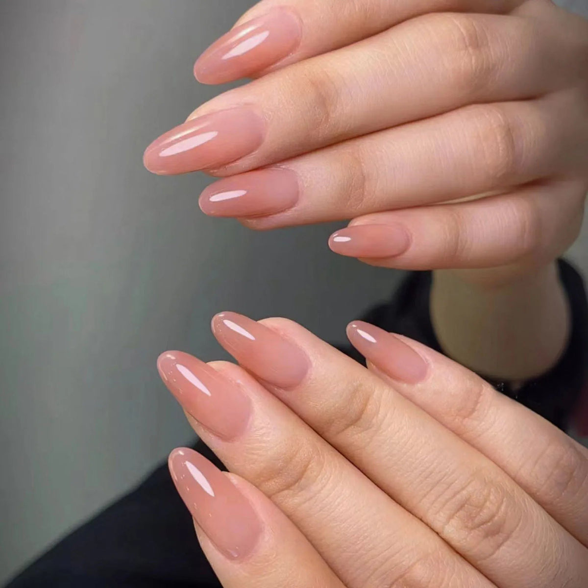Sheer Peach Pink Glossy Press On Nails