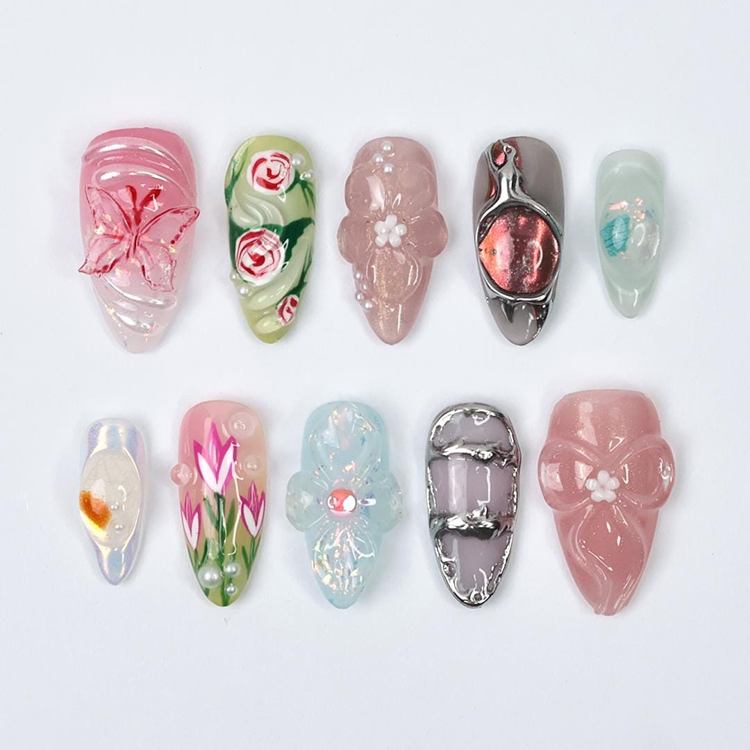 Spring Floral 3D Flower and Butterfly Nail Set