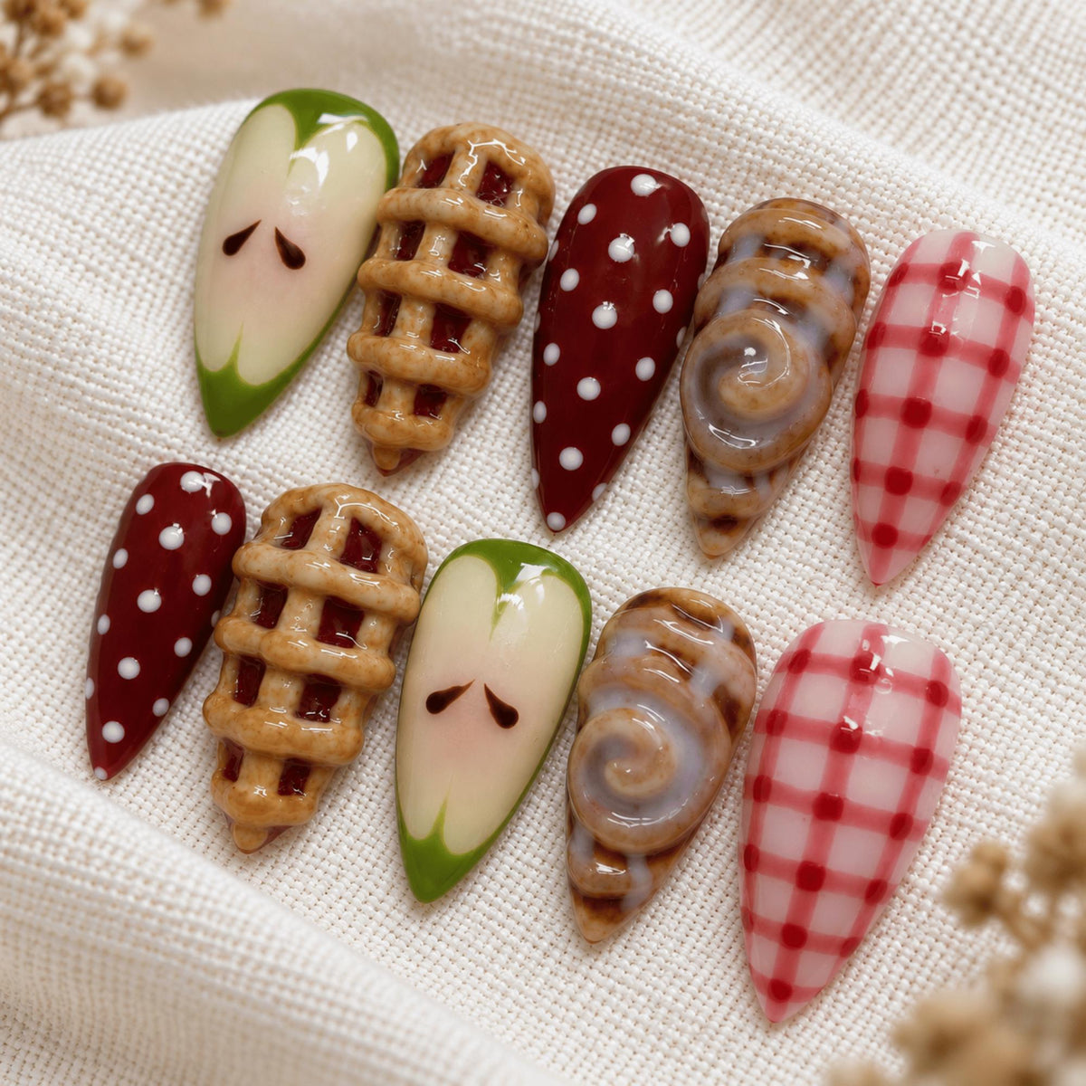 Thanksgiving Apple Pie and Cinnamon Roll Nail Set