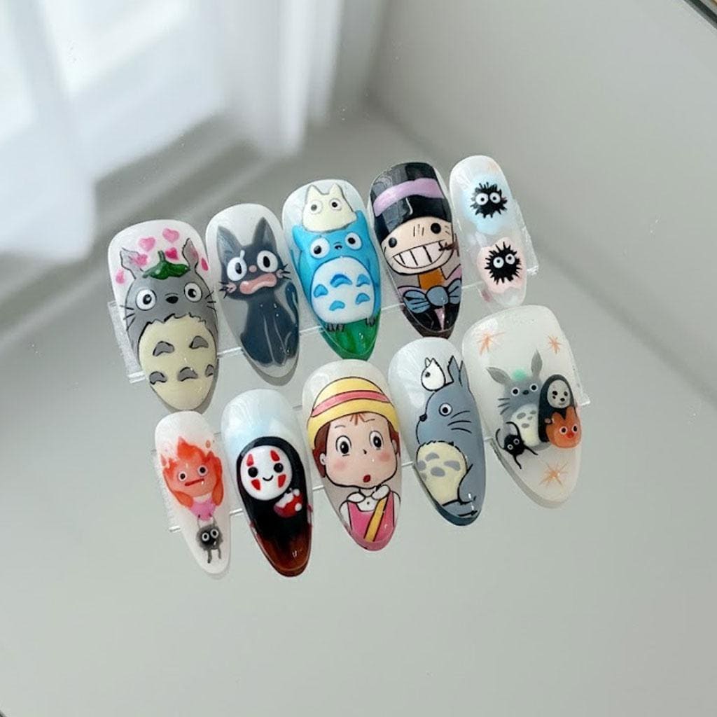 Totoro and Soot Sprite Character Press-On Nail Set