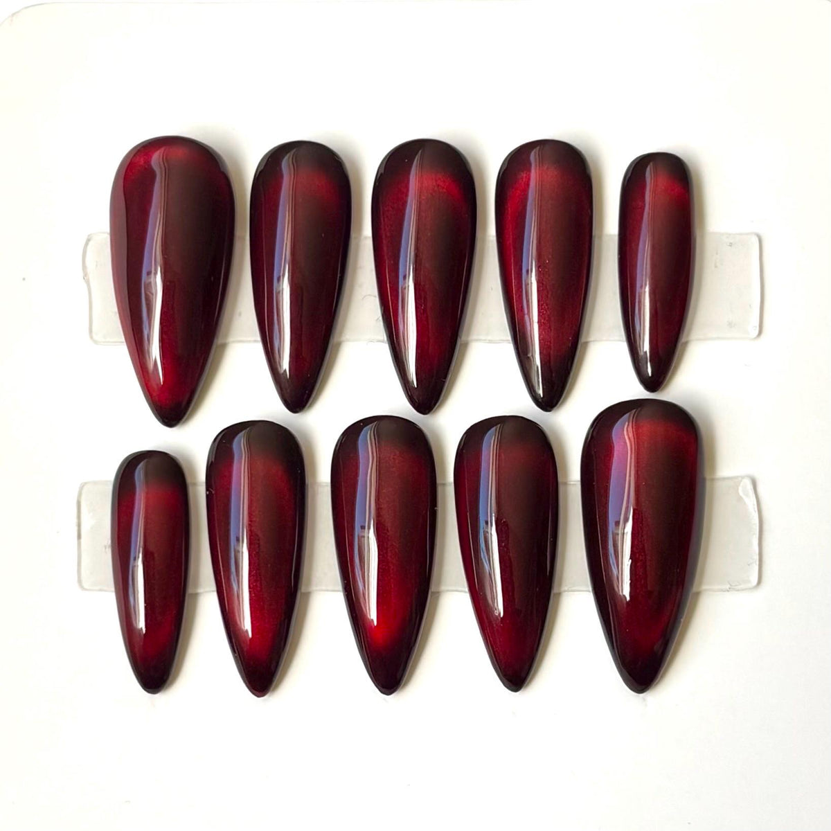 Vampire Burgundy Cat Eye Press On Nails for Halloween